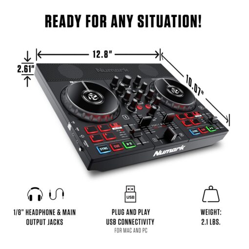 Numark Party Mix Live - DJ Controller with Built in Speakers, Party Lights and DJ Mixer, Complete Dj Set with Mixer and Audio Interface + Serato DJ Lite - Image 4