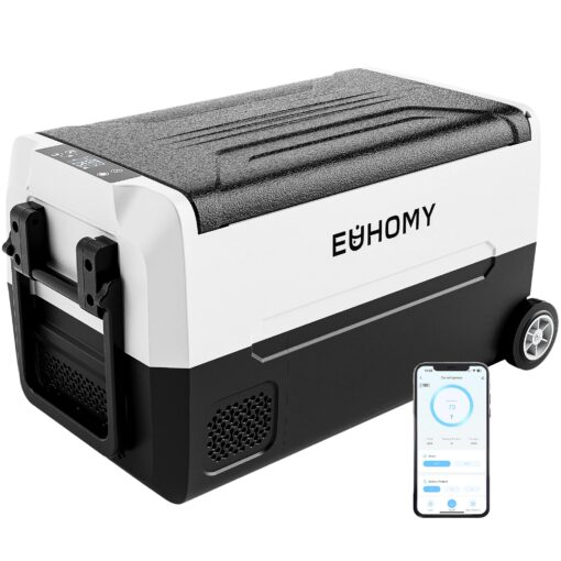 EUHOMY 12 Volt Refrigerator, 37QT(35L) 12V Fridge, Electric Cooler 12/24V DC 120-240V AC -4℉~68℉, 12V Freezer Removable Divider, Car Fridge For Camping, RV, Travel, Fishing, Outdoor