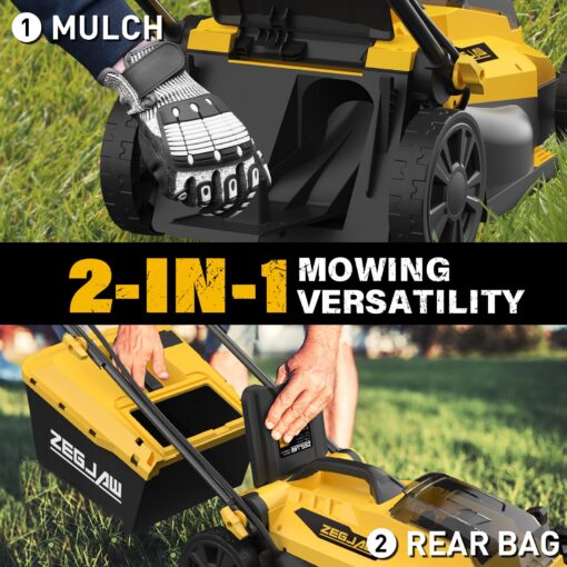 ZEGJAW 13-Inch 20V Electric Lawn Mower & 12 Inch 20V Weed Wacker Battery Operated Lawn Edger - Image 8