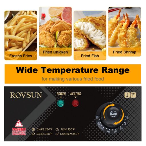 ROVSUN 22.8QT Electric Deep Fryer w/ 2 Baskets & Lids, 21.8L Stainless Steel Commercial Double Fryer, Countertop Kitchen Frying Machine w/Temperature Control, French Fries Donuts 5000W - Image 8