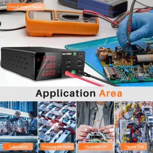 NICE-POWER DC Power Supply Variable, 30V 20A 600W High Power Bench Power Supply with Encoder Knob and Output Switch, Lab Power Supply Adjustable Switching Regulated Power Supply for Repair/Test - Image 2