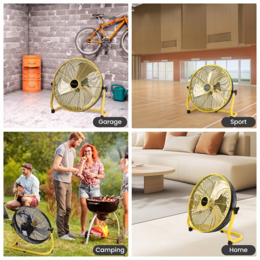 blessny 16" Battery Operated Floor Fan, 20000 mAh Large Rechargeable Cordless Fan for Camping Gazebo Chicken Coop Greenhouse Hurricane Home (High Velocity 2500 CFM) - Image 2