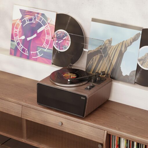 All in One Vinyl Record Player, Bluetooth Turntable with Built in 4 Stereo Speakers Phono Preamp, High Fidelity Turntables for Vinyl Records with Magnetic Cartridge AT-3600L MM, Belt Drive 2-Speed - Image 3