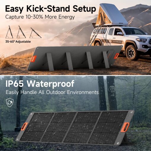 200W Portable Solar Panel for Power Station, 24% High Efficiency ETFE Foldable Solar Panel Charger, QC3.0, Type-C 60W, MC4 Output, IP65 Waterproof, for Outdoor Camping, RV, Emergency Power Supply - Image 4