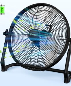 18" Portable Battery Operated Fan, Rechargeable Floor Fan, Hi-Velocity Cordless Camping Fan, Hi-Airflow Industrial Wireless Fan, Quiet Fan, USB Phone Charge, 12-60H Runtime, For Home, Outdoor, Garage