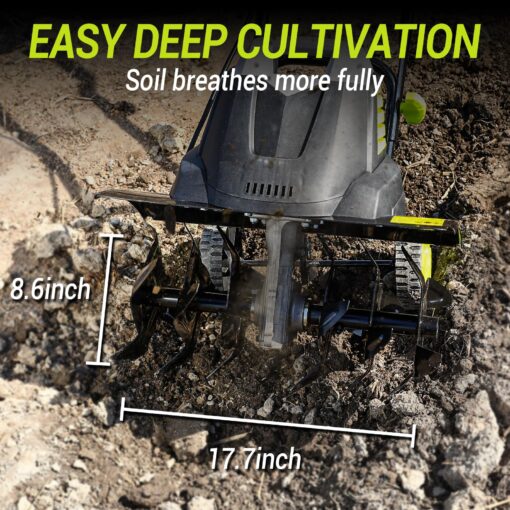 Electric Tiller 12 Amp Rototiller：Powerful Garden Tiller with 6 Steel Tines Tiller, Hand Tiller with 17.7 inch Tilling Width 8'' Tilling Depth for Gardening, Cultivator for Lawn - Image 6