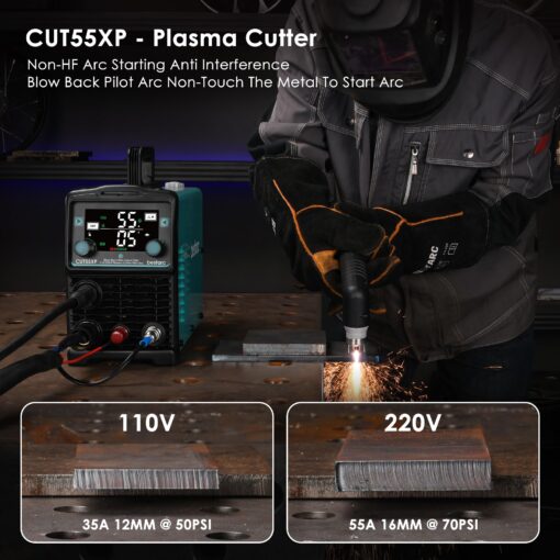 bestarc 55Amps Plasma Cutter, Blow Back Pilot Arc With [Air Sensor Technology], 110V/220V Dual Voltage Non-HF Plasma Cutting Machine, Digital Screen Display (CUT55XP 110V/220V) - Image 5
