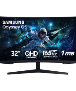 SAMSUNG 32” Odyssey G55C Series QHD 1000R Curved Gaming Monitor, 1ms(MPRT), HDR10, 165Hz, AMD Radeon FreeSync, Eye Care, Glare Free, Sharp Resolution LS32CG550ENXZA, 2024