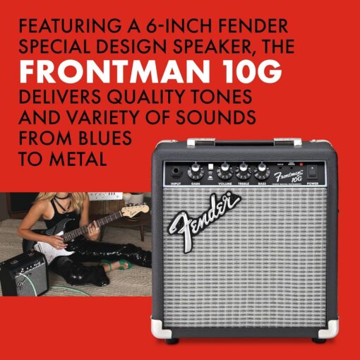 Fender Squier Debut Series Stratocaster Electric Guitar Kit, Beginner Guitar Kit, with 2-Year Warranty, with Padded Gig Bag, Frontman 10G Amp, Strap, and More, Includes Free Lessons, Black - Image 4