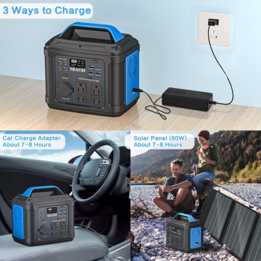 Portable Power Station, 300W 296Wh Solar Generator Quick Charge / 110V AC Outlets/DC Ports and LED Flashlight, Lithium Battery Backup for Home Outdoor Travel Camping Blackout blue - Image 5