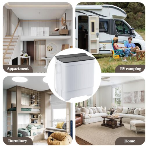Elevon Portable Washing machine, 28lbs Mini Compact Laundry Washing Machine, Twin Tub 18lbs Washer & 10lbs Spinner Combo, Clothes Washer Machine with Drain Pump for Apartment, Dormitory and RVs - Image 2
