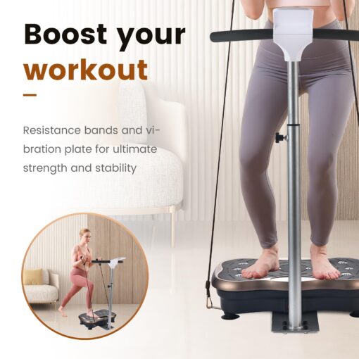EILISON FIRMHOLD Handle Vibration Plate Exercise Machine for Lymphatic Drainage- Whole Body Workout Vibration Platform 350lbs for Beginners & Recovery, Body Shape Machine for Tonning (Handle Brown) - Image 5