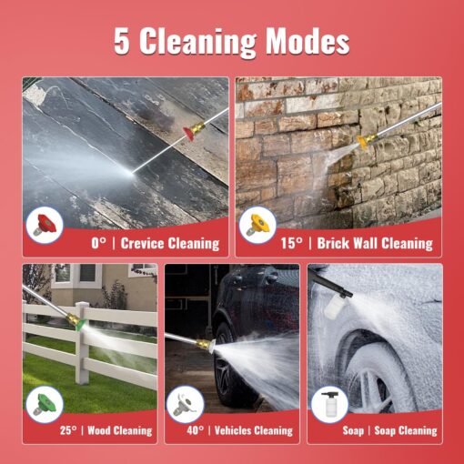 Electric Pressure Washer,4800PSI Max 3.2 GPM 20FT Hose,35FT Power Cord 4 Different Tips Foam Cannon Power Washer - Image 3