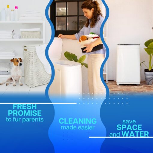 ​​Pet Forge Spin Fresh Compact Washing Machine for Pet Items - Fully Automatic Portable Washer with 8 Pounds Capacity Top Load Spin Mini Washer for Pet Hygiene - Image 5