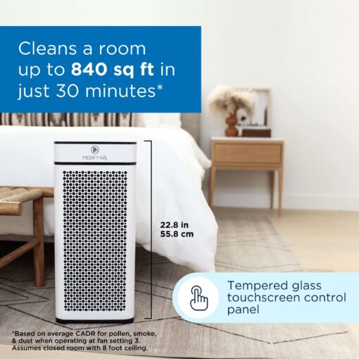 Medify MA-40 Air Purifier with True HEPA H13 Filter | 1,793 ft² Coverage in 1hr for Smoke, Wildfires, Odors, Pollen, Pets | Removal to 0.1 Microns | White, 1-Pack - Image 5