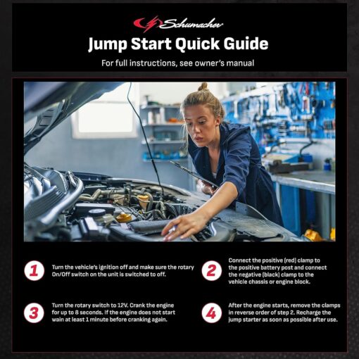 Schumacher Electric DSR157 - ProSeries Jump Starter - 12V 2000 Peak Amps Portable Car Jump Starter & Maintainer - Jumper Cables with Battery Pack - 400 Cranking Amps - Image 3