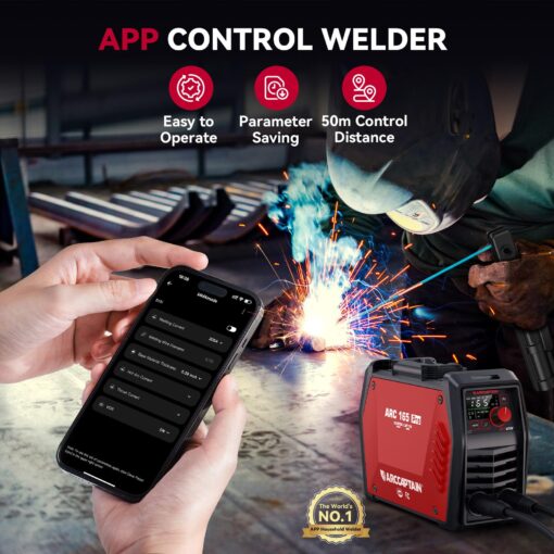ARCCAPTAIN iControl ARC165 Pro Stick Welder, [APP Control] 165Amp ARC/Lift TIG Welding Machine, Large LED Display, IGBT Inverter 110V/220V MMA Welder with Hot Start, Arc force, and Anti-Stick - Image 8