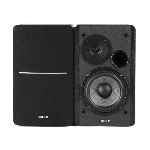Edifier R1280DB Powered Bluetooth Bookshelf Speakers - Optical Input - Wireless Studio Monitors - 4 Inch Near Field Speaker - 42W RMS - Wood Grain (Black) - Image 7