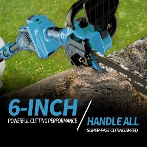 2-in-1 Cordless Pole Saw, 8 Inch Brushless Pole Chainsaws for Makita 18V Battery, 8 lb Lightweight, Auto Oiling, 14.8 FT MAX Extension Pole Saws for Tree Trimming - Image 5