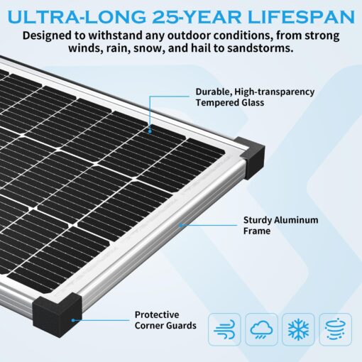 Voltset Solar Panel Charger Kit: 100W 12V Solar Panel with 20A Solar Charge Controller, Monocrystalline Solar Panel for RV Battery Car Trailer Marine Boat Caravan and Other Off Grid System - Image 3