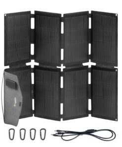 BougeRV 100 Watt Fiberglass Portable Solar Panel for JuiceGo 240Wh Power Station, Foldable Solar Cell Solar Charger with USB Outputs for Phones,Ultra-Fast Charging for Outdoor, Camping, Hiking