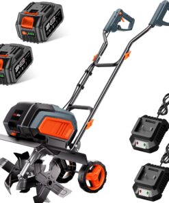 Cordless Electric Tiller Garden Cultivator TaskStar 40V Power Tiller Total 5000mAhx2 Battery Powered Rototiller 14" Width 9"Depth Tiller for Gardening,Dynamical Brushless Motor Enable Smooth Workflow