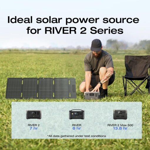 EF ECOFLOW Portable Power Station RIVER 2 with 45W Solar Panel, 256Wh LiFePO4 Battery/ 1 Hour Fast Charging, Up to 600W Output, Solar Generator for Outdoor Camping/RVs/Home Use - Image 7