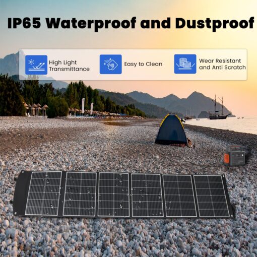 wagnation 200W Portable Solar Panel, Foldable Solar Charger with QC3.0 USB-A, Type-C & MC4 Output for Phone, Laptop, Power Station, IP65 Waterproof for Outdoor Camping, Hiking, Backpacking - Image 4