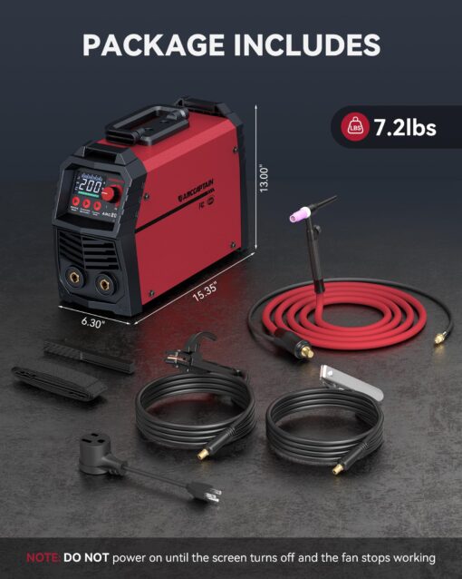 ARCCAPTAIN 200A Stick/Lift TIG Welder with Torch, [Large LED Display] 110V/220V Welding Machine with Synergic Control, IGBT Inverter, Portable MMA Welder Machine with Hot Start, Arc force - Image 2