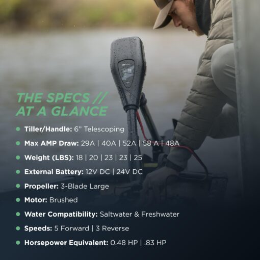 Newport NV-Series 36lb Thrust Saltwater Transom Mounted Electric Trolling Motor with LED Battery Indicator & 30" Shaft - Image 8