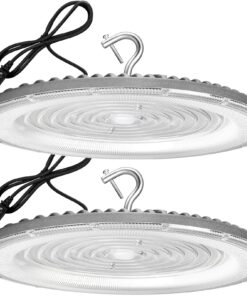 XYCN 2 Pack 600W UFO Led High Bay Light,120VAC,5000K Daylight Commercial Bay Lighting,IP66 Waterproof,85050LM,2550W MH/HPS with Plug Area Lighting for Warehouse/Shop/Workshop/Garage/Barn/Gym/Factory