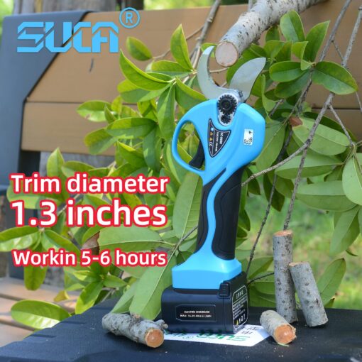 SUCA Electric Pruning Shears Pruning Shears Pruning Shears Tree Pruner Branch Cutter Pruners for Gardening with 2pcs 2Ah Lithium Battery 4-7 Working Hours Tree Branch Pruner (blue28mm+chainsaw) - Image 8