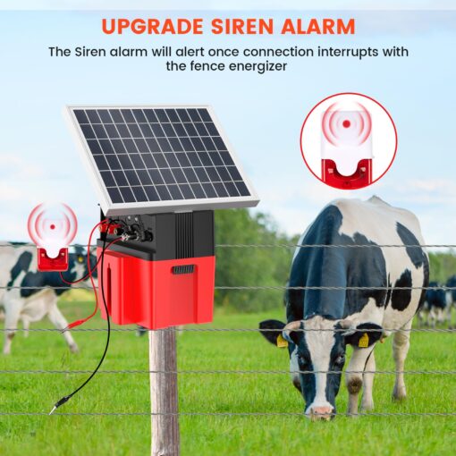 Solar-Powered Electric Fence Charger with Alarm - 1.2J Energizer, 12000mAh Battery & 10W Panel for 20-Mile Range Security - Ideal for Cattle, Sheep, Goats, Chickens, Poultry Farms - Image 7