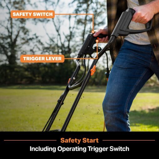 LawnMaster TE1318W1 Corded Electric Tiller 13.5-Amp 18-Inch Orange - Image 3