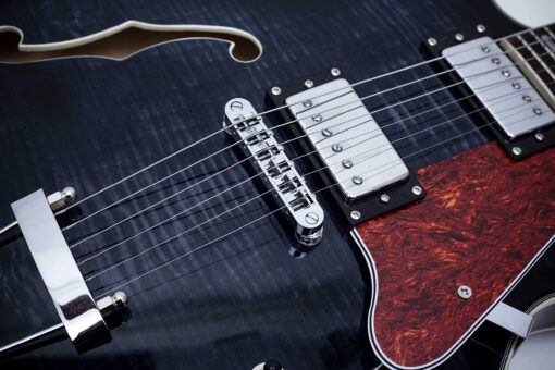 GROTE Jazz Electric Guitar Semi-Hollow Body Trapeze Tailpiece Bridge Guitar Gig Bag (Black) - Image 3