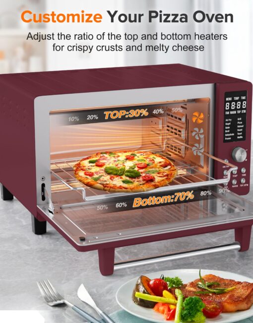 Nuwave Bravo Pro Smart Air Fryer Toaster Oven Combo, 12-in-1 Functions with Quicker & Even Crisp Technology, 1800W, 50-450°F, PFAS-Free, 21QT, Cinnamon - Image 4