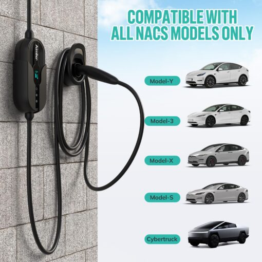 AIMILER Level 2 Electric Car(EV) Charger(WiFi APP) for Tesla Model X/Y/3/S/Cybertruck, 240V, 32 Amp, NEMA 14-50 Plug, 25ft ETL Listed Tesla Mobile Wall Charger, Portable/Home NACS Connector Stations - Image 6