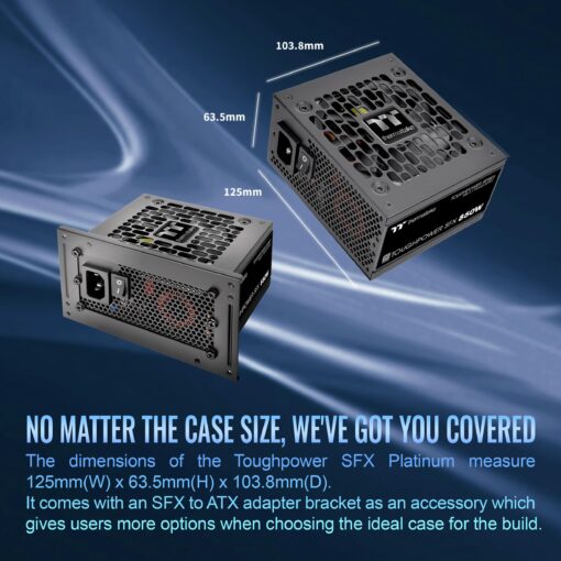 Thermaltake Toughpower SFX 850W 80Plus Platinum ATX 3.1 Standard Power Supply; 450W 12V-2x6 Connector Included; Full Modular; 90mm FDB Fan; PS-STP-0850FNFAPU-1; 7 Year Warranty - Image 6