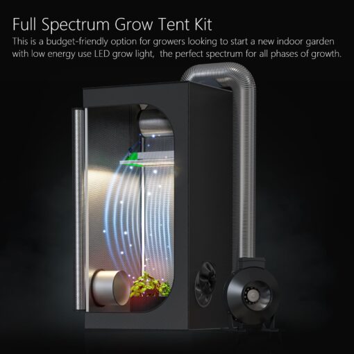 TopoGrow Hydroponic Growing Tents Kit Complete AlphaPar AQ300 LED Grow Light Lamp Full-Spectrum, 32"X32"X63"Indoor Grow Tent, 4" Ventilation Kit with Accessories for Plant Growing - Image 7