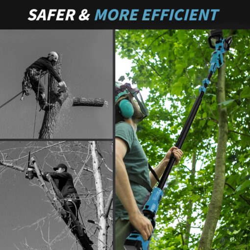 2-in-1 Cordless Pole Saw, 8 Inch Brushless Pole Chainsaws for Makita 18V Battery, 8 lb Lightweight, Auto Oiling, 14.8 FT MAX Extension Pole Saws for Tree Trimming - Image 2