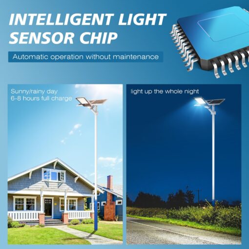 OKPRO 12000W Solar Street Lights Outdoor - 7000K Solar Parking Lot Lights Commerical Dusk to Dawn, Outdoor Street Light Heavy Duty, Wide Angle IP66 Waterproof with Remote Control - Image 6
