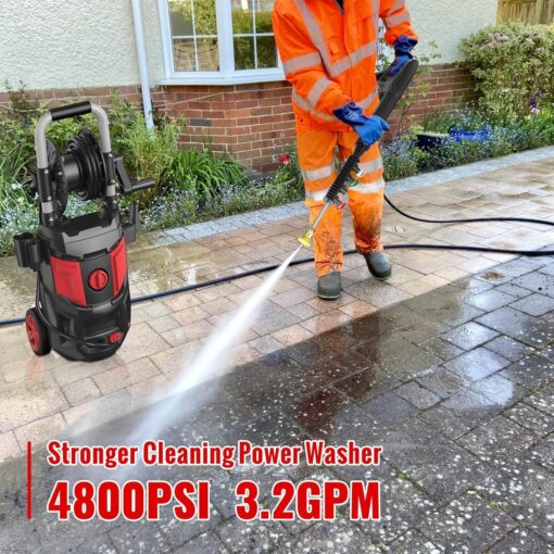 Electric Pressure Washer,4800PSI Max 3.2 GPM 20FT Hose,35FT Power Cord 4 Different Tips Foam Cannon Power Washer - Image 6