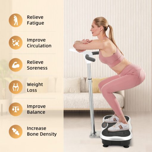 EILISON FIRMHOLD Handle Vibration Plate Exercise Machine for Lymphatic Drainage- Full Body Workout Vibration Platform for Weight Loss, 350lbs Vibration Plate for Beginners & Recovery (Handle Silver) - Image 2