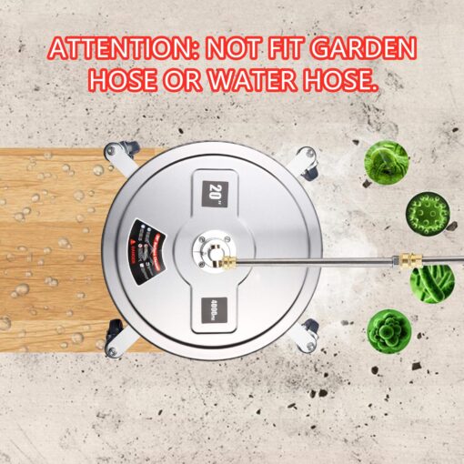 Twinkle Star 20" Pressure Washer Surface Cleaner with 4 Wheels, Stainless Steel Housing & 1/4" Quick Connector, Power Washer Attachment with 2 Extension Wand, 2 Replacement Nozzles, 4000 PSI - Image 2