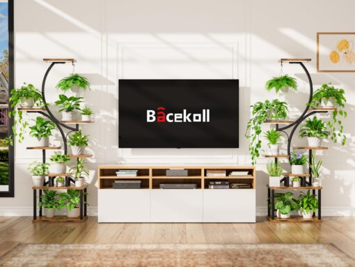 BACEKOLL Plant Stand Indoor with Grow Light - 2 Pack Tall Indoor Plant Shelf, 62" Corner Plant Holder, 8 Tiered Large S-Shape Flower Multiple Display Shelves for Home, Office - Image 6