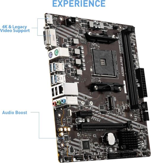 INLAND AMD Ryzen 5 5500 Unlocked Desktop Processor with MSI A520M-A PRO Gaming Motherboard (AMD AM4, DDR4, PCIe 4.0, Micro-ATX), - Image 4