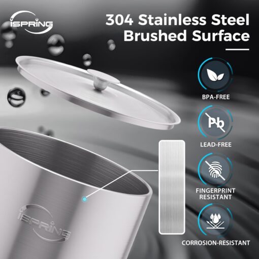 iSpring DGF2-NW Gravity-Fed Stainless Steel Countertop Water Filter System with Natural Wood Base,with 2 Activated Carbon Water Filters,Chlorine Reduction,Portable Water Filter for Home and Party - Image 6