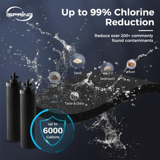 iSpring DGF2-NW Gravity-Fed Stainless Steel Countertop Water Filter System with Natural Wood Base,with 2 Activated Carbon Water Filters,Chlorine Reduction,Portable Water Filter for Home and Party - Image 7