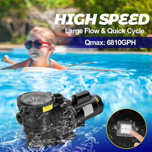2.0 HP In/Above Ground Dual Speed Pool Pump, 220V 6810/3090 GPH, Powerful Self Priming Swimming Pool Pump lnground Above Ground with Filter Basket - Image 6