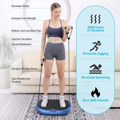 AXV Vibration Plate Exercise Machine Whole Body Workout Music Vibrate Fitness Platform Lymphatic Drainage Machine for Weight Loss Shaping Toning Wellness Home Gyms Workout - Image 4